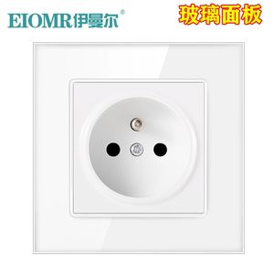 Prise murale encastrée standard française en acier inoxydable avec double USB Type-C et finition blanche en verre - Product Image 3