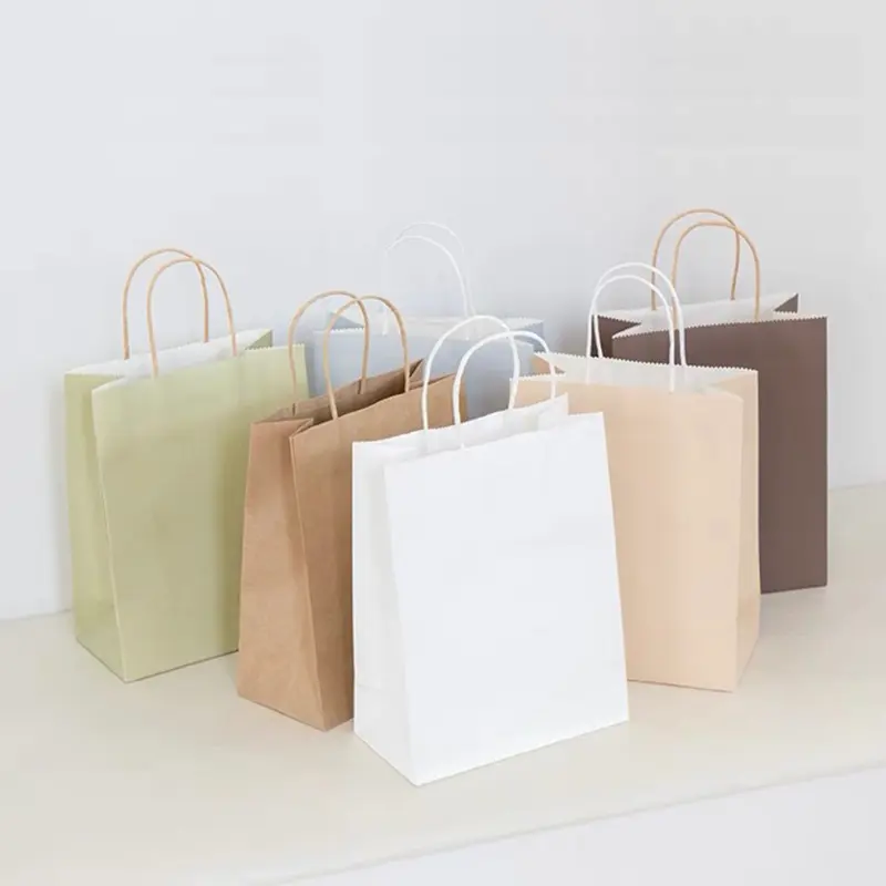 सफेद काला पुनर्नवीनीकरण भूरा क्राफ्ट शॉपिंग हैंडल बैग जूतों के लिए कस्टम क्राफ्ट पेपर बैग
