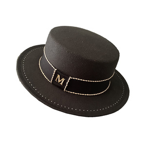 Sombrero Fedora Unisex de Fieltro de Lana Negro al por Mayor con Adornos y Ribete de Cuentas - Product Image 5