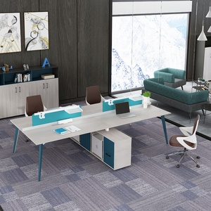 Luxury Modern 6-Person Office Desks Durable Wooden Modular Workstation with Drawer Staff <b>Table</b> - Product Image 1