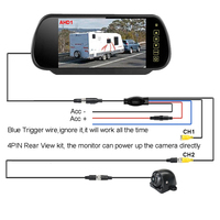 7 İnç Dikiz Aynası Monitörü AHD IPS Ekran 180 °   Geniş Görüş Açılı 1080P Geri Görüş Kamerası 4 Pinli 12-24v 1 Yıl Garantili