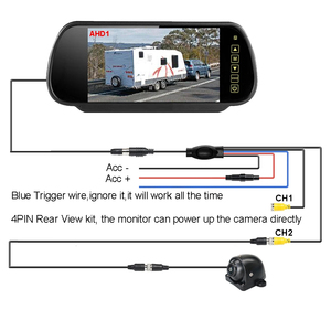 Monitor de Espejo Retrovisor de 7 Pulgadas, Pantalla AHD IPS de 180° °   Cámara de Visión Trasera de Gran Angular 1080P, 4 Pines, 12-24v, 1 Año de Garantía - Product Image 6