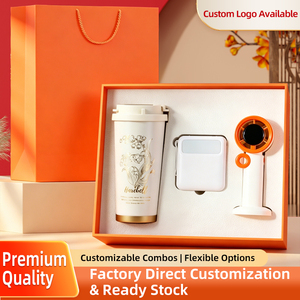 Ensemble cadeau d'affaires 3 en 1 pratique : gobelet à café Lily of the Valley + batterie externe + ventilateur portable turbo pour la promotion d'entreprise - Product Image 2