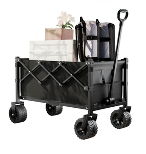 Chariot pliable d'extérieur à quatre roues en acier inoxydable, très vendu, avec plateforme. Couleurs personnalisables. Pour les Plages, le Camping et le Rangement. - Product Image 1