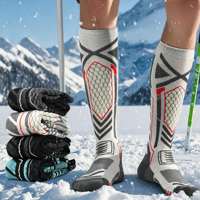 Chaussettes de ski en laine mérinos OEM pour femmes, chaussettes hautes, épaisses, à compression, pour sports d'hiver, snowboard, randonnée, chaussettes personnalisées