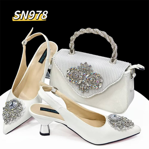 2024 розовая Женская сумка в классическом стиле на высоком каблуке, комплект из туфель и сумочки в африканском стиле - Product Image 3