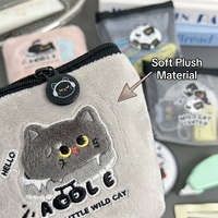 Porte-monnaie miniature en peluche mignon de dessin animé, sac de rangement pour écouteurs, pochette pour clés