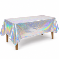 Nappe jetable en PEVA argentée, imperméable et résistante à l'huile, rectangulaire, en plastique, pour événements d'Halloween, extérieur, en gros