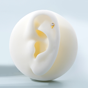 Toposh g23 טיטניום פירסינג צבע זהב סביב זירקוניה פנימית רתימת שפתיים שטוח בחזרה העגיל - Product Image 5