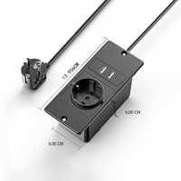 Prise de courant encastrée ignifuge pour bureau, avec ports USB-A et USB-C à charge rapide, conforme aux normes européennes