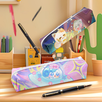 Pochette à stylos imprimée anime en cuir PU, motif personnalisé, organisateur de papeterie pour bureau et école, vente en gros, directement de l'usine