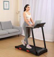Caminadora Eléctrica Plegable para Debajo del Escritorio con Tablero de Escritorio, Inclinación Manual Ajustable, Máquina para Caminar Portátil y Compacta