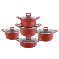 Ucc-Life Ensemble de casseroles au design classique, casseroles en métal avec couvercle en verre et granit, collection de casseroles de cuisine
