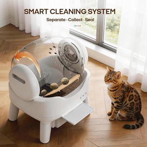 Elecpet Arenero Inteligente Eléctrico Autolimpiable Blanco <span class=keywords><strong>de</strong></span> Techo Abierto 15L con Contenedor <span class=keywords><strong>de</strong></span> Residuos Tuya para Gatos Grande XXL - Product Image 3