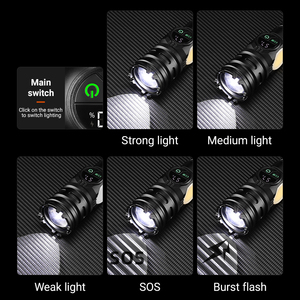 Lampe torche LED portable personnalisée haute puissance avec zoom, corps en alliage d'aluminium multifonctionnel pour le camping, source <span class=keywords><strong>de</strong></span> lumière la plus brillante, USB - Product Image 2