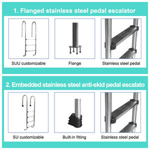 Échelle de <span class=keywords><strong>piscine</strong></span> Water Faery OF Series, 2 à 6 marches réglables, acier inoxydable 304 316, antidérapante, robuste, pour piscines profondes - Product Image 4
