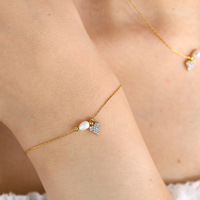 Parure de bijoux délicate en acier inoxydable avec cœur, zircon et perles, collier ras-du-cou, accessoires pour femme