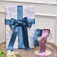 YAMA Polyester Floqué Velours Ruban pour Emballage Cadeau Festival Ornements Cheveux Accessoires