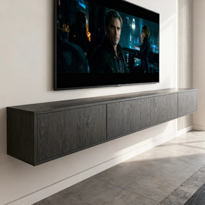 Tường đơn vị nổi tối Walnut <span class=keywords><strong>TV</strong></span> đứng với thiết kế hiện đại và không gian rộng rãi lý tưởng cho vui chơi giải trí trung tâm màn hình phẳng - Product Image 1