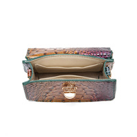 Dompet Koin Mini Motif Kulit Buaya Logo Kustom Grosir, Tas Selempang Mikro Kulit PU Mewah dengan Rantai untuk Wanita, Pabrik OEM