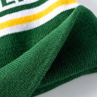 Quantité minimale de commande 15 pièces personnalisé Beanie fabricants hommes tricoté Jacquard Toque plié surdimensionné pompon Bobble Beanie chapeau pour équipe de Club de sport