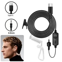 Earphone Tabung Udara Tunggal Tipe C, Headset In-Ear Pengurang Kebisingan untuk Ponsel, Kabel 120cm, Hands-Free untuk Bisnis, Mengemudi, Kantor