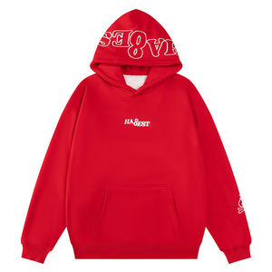 Homens Premium Custom Bordado Chama Hoodie Streetwear <span class=keywords><strong>Pullover</strong></span> com 3D Puff Lettering e Fire 242 - Product Image 1