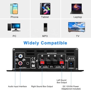 Amplificador de <span class=keywords><strong>Audio</strong></span> TDA7377 Chip AK-380 con Puerto USB, Gran Potencia 40Wx2, Amplificador de <span class=keywords><strong>Audio</strong></span> Americano para Auto, Hogar y Fiestas - Product Image 4