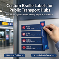 Autocollant de signalisation tactile en braille en PVC personnalisable pour les gares de métro, les aéroports, les gares routières, modèle 001, origine CN