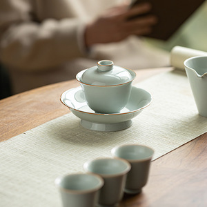 Guanlan Gaiwan <b>Teacup</b> Porcelain With Lid Bell Shaped Covered Bowl For Kung Fu Tea Set Household Use - Product Image 5