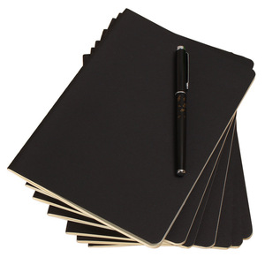 Nouveau carnet A5 couleur unie, bloc-notes noir à pages vierges, reliure à la française, outils d'écriture et de <span class=keywords><strong>dessin</strong></span> à nœuds manuels - Product Image 5
