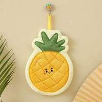 Nouvelle Serviette de Cuisine 3D en Velours Corail, Motif Fruits Amusants (Raisin, Pastèque) Brodés, Super Absorbante et Tendance, à Suspendre