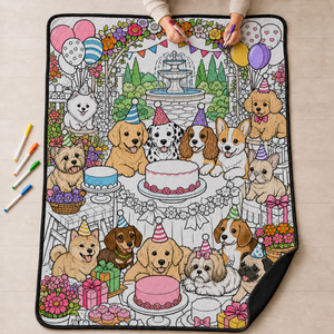 Couverture à colorier personnalisable pour fête canine avec marqueurs, lavable, réutilisable, motif dessin animé, cadeau artistique éducatif pour enfants - Product Image 6