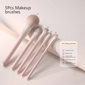 Juego de 5 <span class=keywords><strong>Brochas</strong></span> de Maquillaje Sintéticas Rosas, Marca Privada, Cruelty Free, para <span class=keywords><strong>Ojos</strong></span>, Rostro y Labios, Superventas - Product Image 1