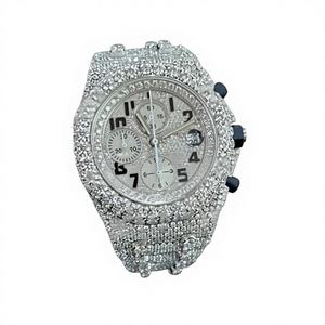 Montre de luxe pour homme en moissanite, testée au diamant, entièrement sertie, haute qualité, style hip-hop, mécanique automatique, verre, résistance à l'eau 10 bars - Product Image 1