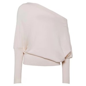 Maglione 100% da donna <span class=keywords><strong>con</strong></span> collo a barca a <span class=keywords><strong>maglia</strong></span> semplice in Cashmere di alta qualità - Product Image 4