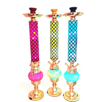 Kit Chicha LED à 4 Tuyaux, Motif Diamant, Base en Strass, Chicha Arabe Complète pour Bar et Fêtes
