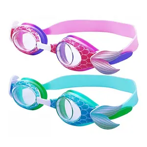 Kacamata Berenang Silikon Lembut Desain Putri Duyung Kacamata Renang Kartun Lucu Anti Kabut untuk Junior