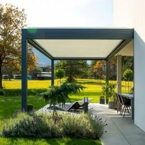 Nuevo estilo minimalista al aire libre persiana techo sombreado e impermeabilización sistema Eco clima eléctrico aluminio Gazebo pérgola Gazebo - Product Image 2