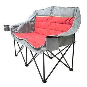 เก้าอี้สองที่นั่งพับได้แบบพกพาพร้อมที่วางแก้วโครงสแตนเลสเก้าอี้ทรงดวงจันทร์สำหรับการเดินป่ากลางแจ้ง - Product Image 1