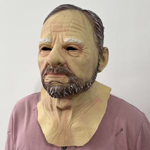 หน้ากากยางหน้าฮาโลวีนหน้ากากยางสวมศีรษะสำหรับคนแก่ภาพผู้ใหญ่สีตัดตายพิมพ์ลายสำหรับงานปาร์ตี้1สี - Product Image 3