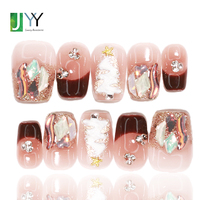 Ongles artificiels de luxe 3D personnalisés, faits à la main, en gel acrylique, avec diamants, à presser, pour femmes, qualité supérieure, faux ongles de luxe
