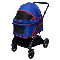 Poussette pour animaux à 4 roues avec 3 fenêtres, pliable d'une seule main, doublure lavable, grand espace, chariot de voyage pour chien et chat avec panier de rangement