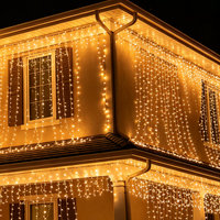 Guirnalda de Luces LED Blancas Cálidas Conectables con Cable de Goma, IP65 para Decoración Navideña, Bodas, Hoteles y Ventanas