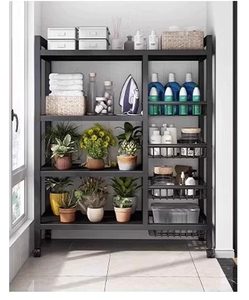 Estantes de cocina de metal para el hogar con ruedas, estante para frutas y verduras, estante de almacenamiento para horno microondas de cocina móvil multifuncional - Product Image 5