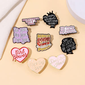 Ettering-broches de metal personalizados, broche feminista de dibujos animados, insignias esmaltadas - Product Image 1