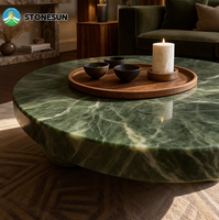 Table basse en pierre de haute qualité StoneSun, en pierre d'émeraude naturelle d'Inde, pièce d'art, pierre d'émeraude à haute brillance pour le salon