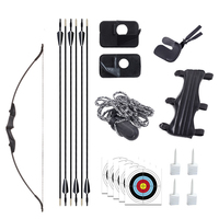 Ensemble d'arc et de flèches recurve pour jeunes, kit de tir à l'arc pour débutants avec flèches en fibre de verre, cibles, protège-bras pour l'entraînement et la pratique en plein air