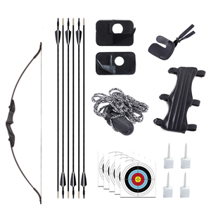 Set Arco e Frecce Ricurvo per Giovani Kit di Tiro con l'Arco per Principianti con Frecce in Fibra di Vetro Bersagli Parabraccio per Allenamento e Pratica all'Aperto - Product Image 5