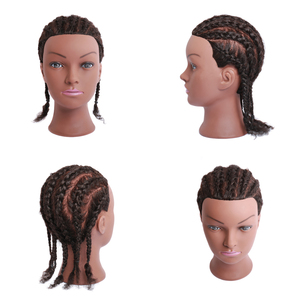 Cabeza de Maniquí Afro Rizada de 8 Pulgadas para Prácticas de Trenzado, 100% Cabello Humano, <span class=keywords><strong>Muñeca</strong></span> de Entrenamiento de Cosmetología para Peluqueros - Product Image 2